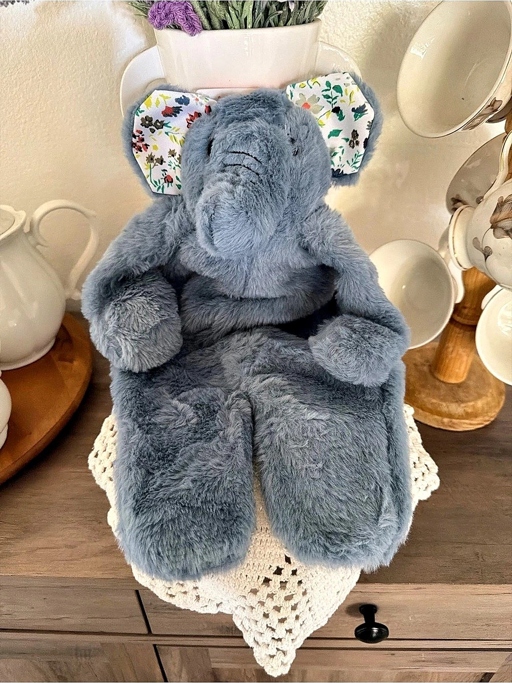 Petlou Plush Blue Elephant Squeaky Dog Toy